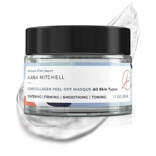 Alana Mitchell Anti Aging Collagen Mask packaging shown for premium, travel-ready care.