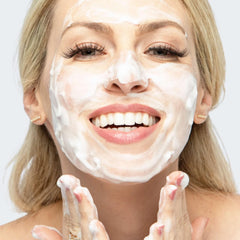Alana Mitchell organic face wash bottle displays 6 oz size for daily use.