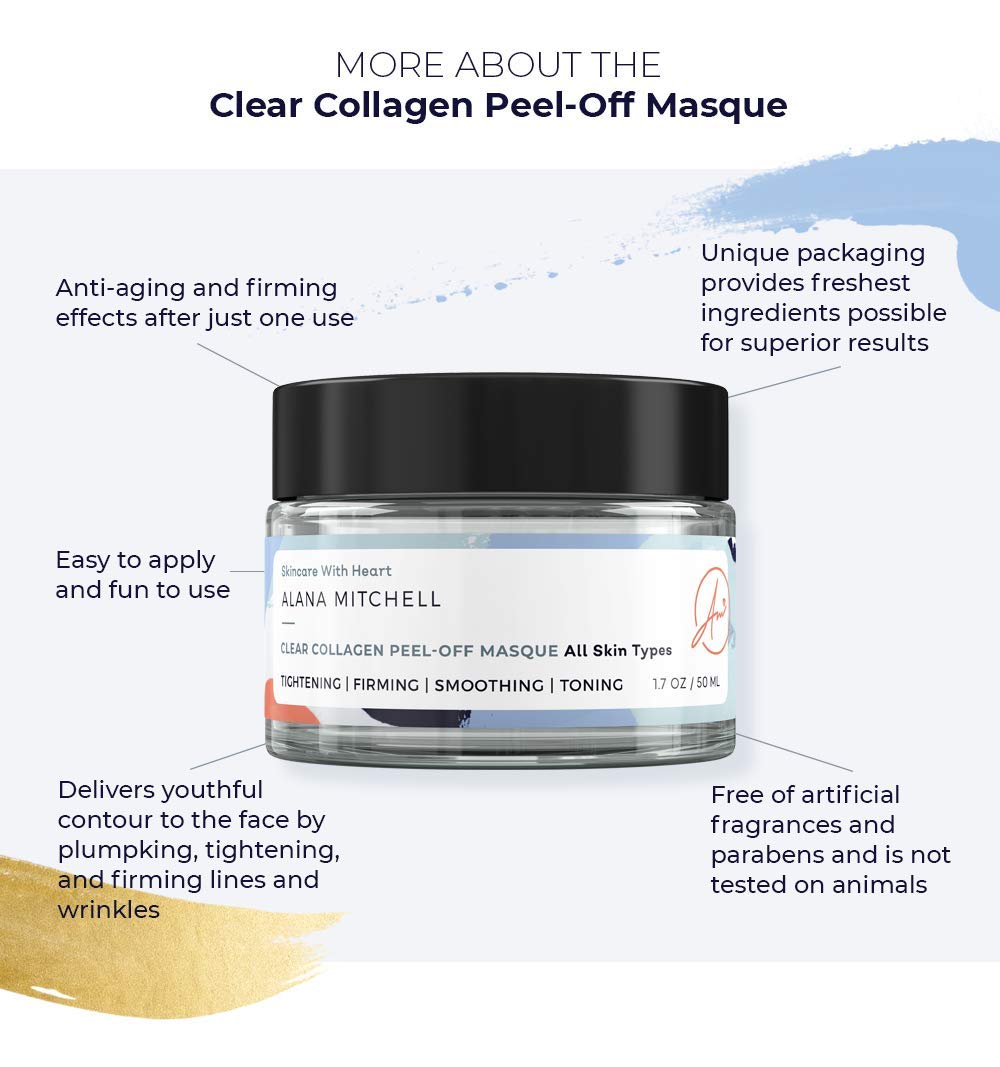 Peel-off action captured for instant tightening feel with Alana Mitchell mask.