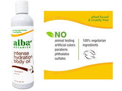 Alba Botanica deep moisturizing oil texture displayed on skin.