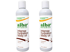 Alba Botanica kukui nut body oil two-pack bottles on display for island hydration.