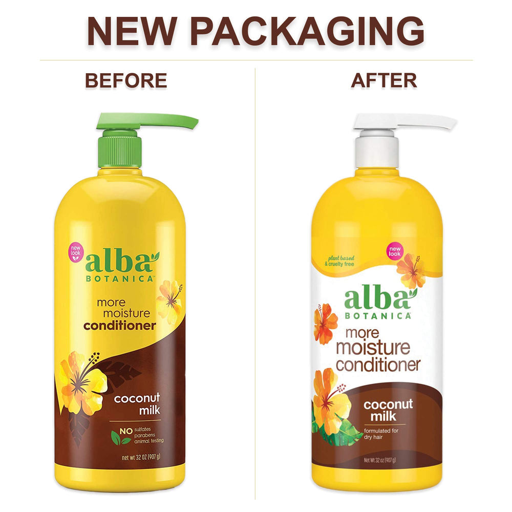 Alba Botanica More Moisture Conditioner ingredients coconut milk for moisture boost.