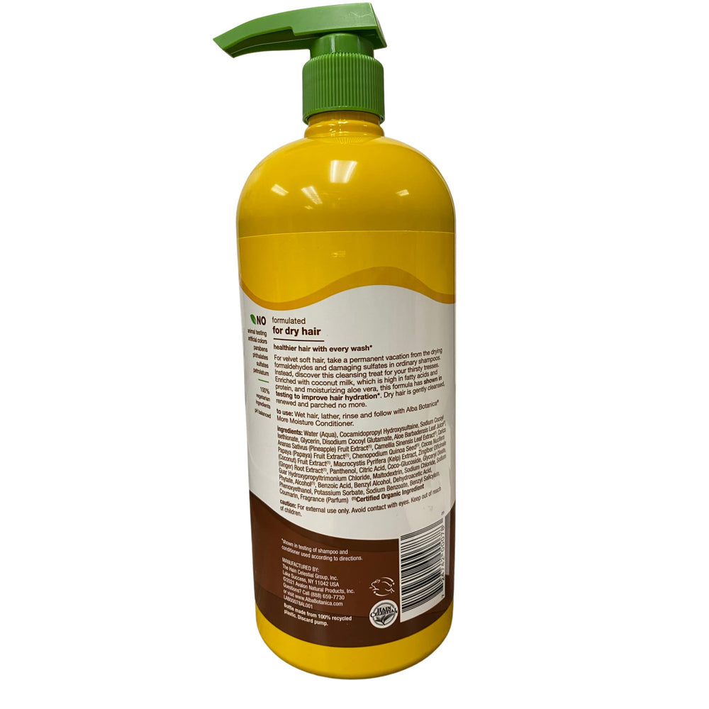 Alba Botanica More Moisture Shampoo pour releasing coconut milk hydration for hair