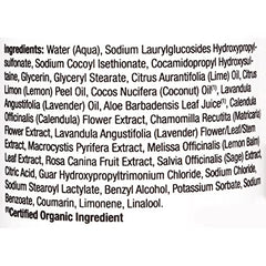 Alba Botanica Very Emollient French Lavender lather close-up, hydrating cleanse for dry skin