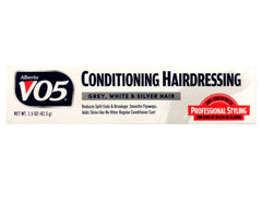 Alberto VO5 Conditioning Hairdressing six-pack tubes on shelf for easy styling.
