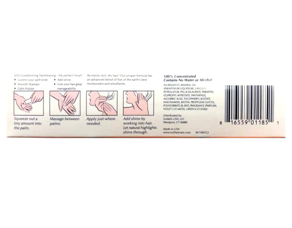 Alberto VO5 Conditioning Hairdressing application on silver hair for smoother ends.