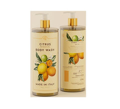Alchimia Citrus Refreshing Body Wash packaging front highlights Italy-made quality for nourished skin.