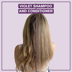 Alcove Violet Conditioner bottle pump smoothing hair while preserving color.