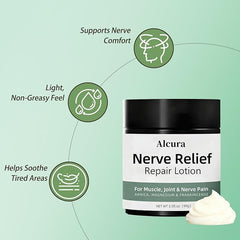 Close-up of Alcura Nerve Cream texture showing a soft, velvety finish.