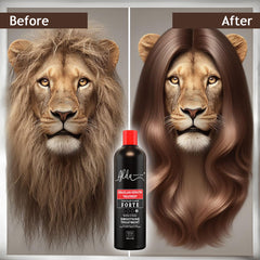 Alda Chocolate Keratin-treated hair close-up showing smooth, shiny strands.