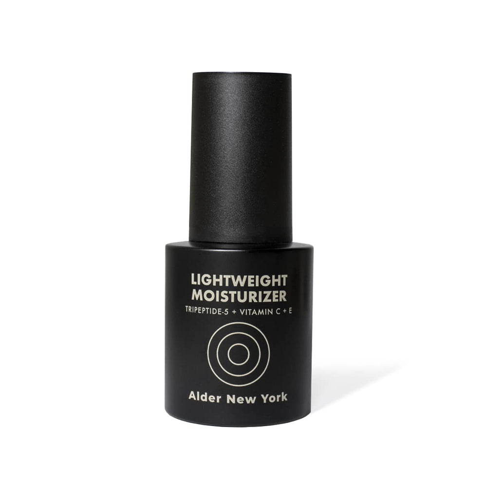 Alder New York Lightweight Moisturizer bottle closeup highlighting hydration without clogging pores