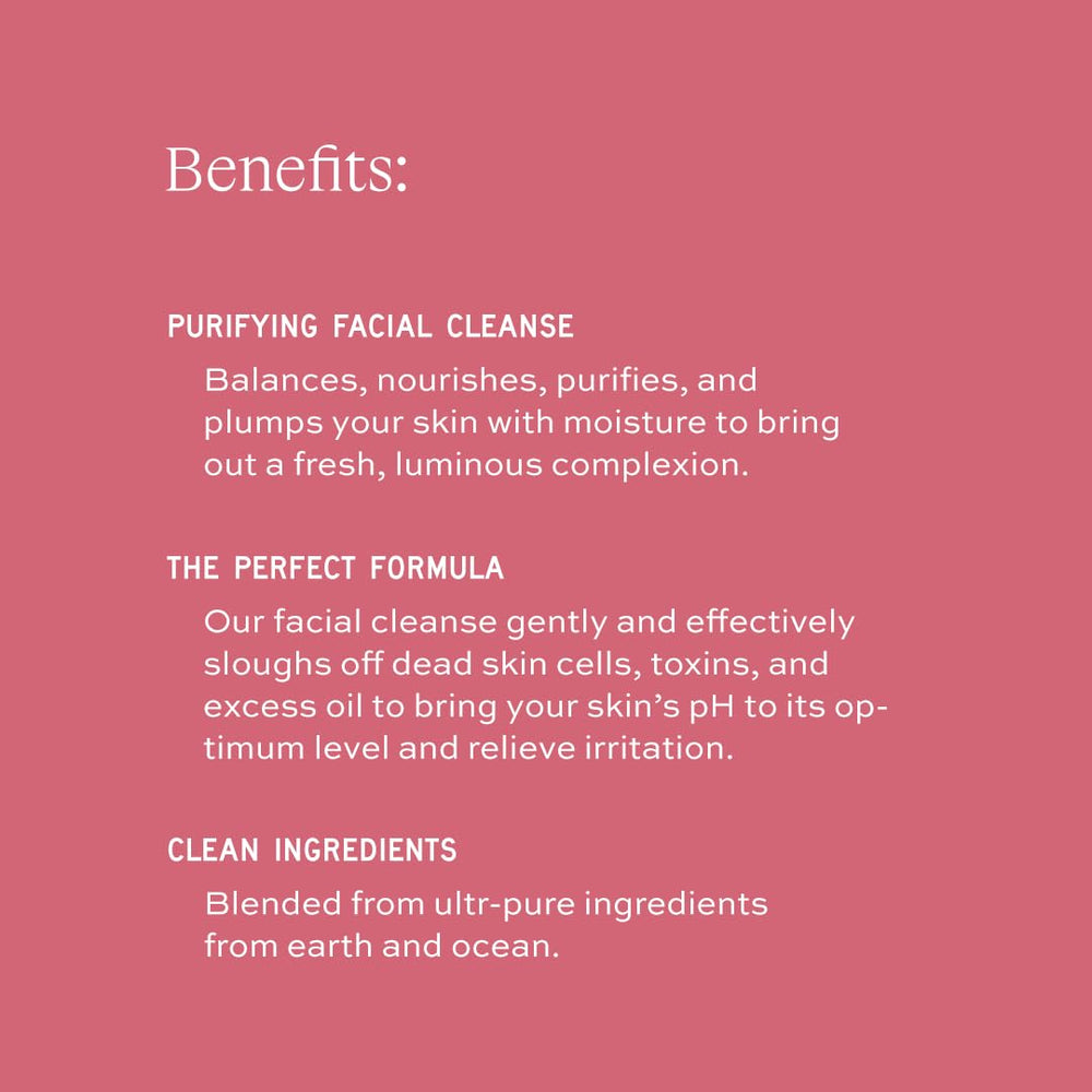 Aleavia Purifying Facial Cleanse ingredients kelp highlighted for hydrating botanicals