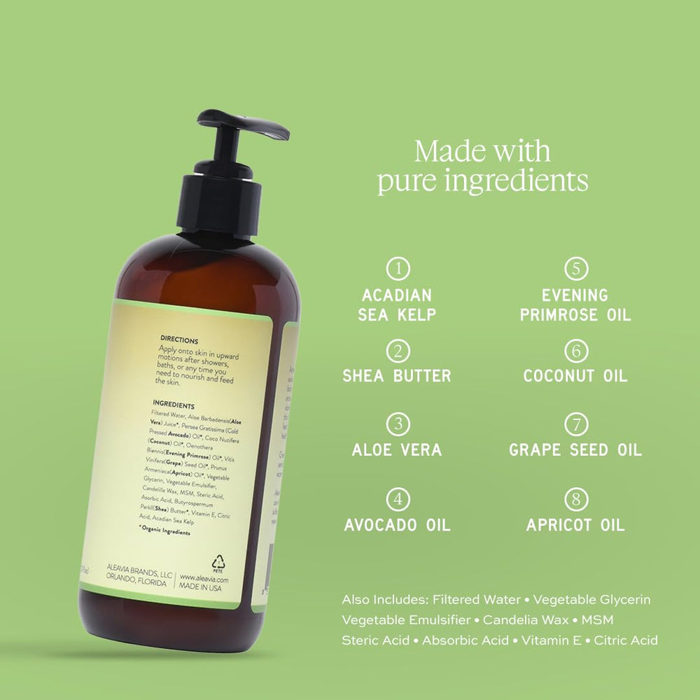 Aleavia Unscented Prebiotic Body Lotion texture swatch shows smooth absorption without fragrance.