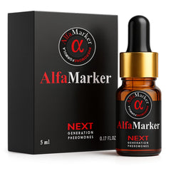 ALFAMARKER concentrated pheromone cologne bottle with a sleek design for everyday confidence.