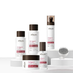 Alfheim Argan Shampoo bottle shows frizz control for smooth, manageable hair.