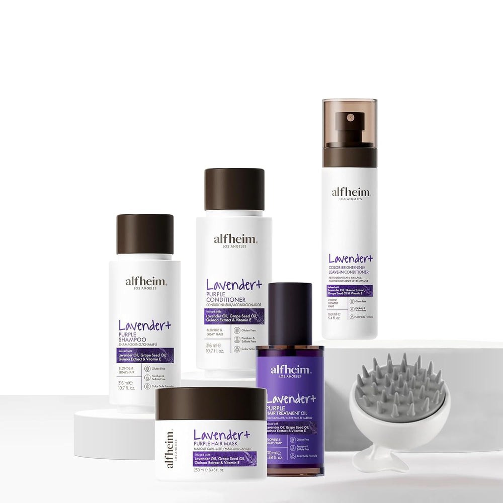 ALFHEIM Lavender Shampoo bottle highlighting violet tones and color-safe cleansing.