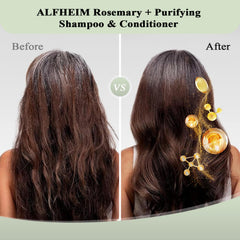 ALFHEIM Rosemary Purifying Hair Oil bottle rejuvenates shine and balance.