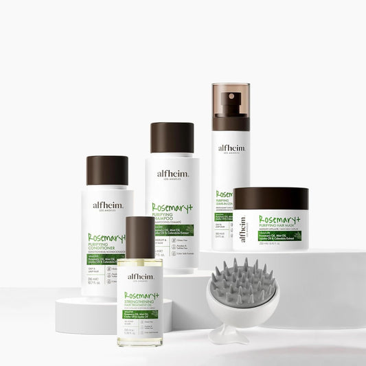 ALFHEIM Rosemary Purifying Shampoo bottle refreshing oily scalps for a balanced cleanse.