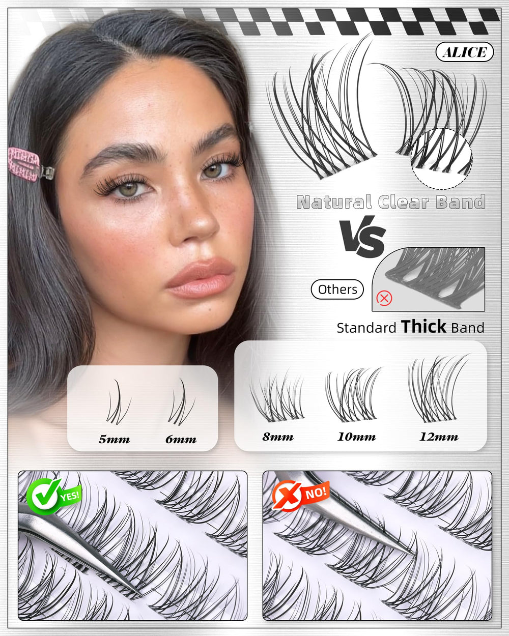 ALICE Short Lash Clusters 12mm emphasis for voluminous wispy look