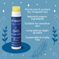 ALIDA PURE fragrance-free lip balm tubes close-up showing smooth texture