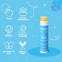 ALIDA PURE Lavender Lip Balm packaging emphasizes biodegradable materials and sustainable design.