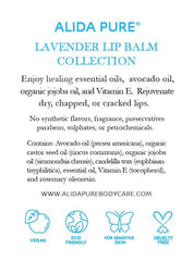 ALIDA PURE Lavender Lip Balm swatch suggests rich color with natural lavender aroma.