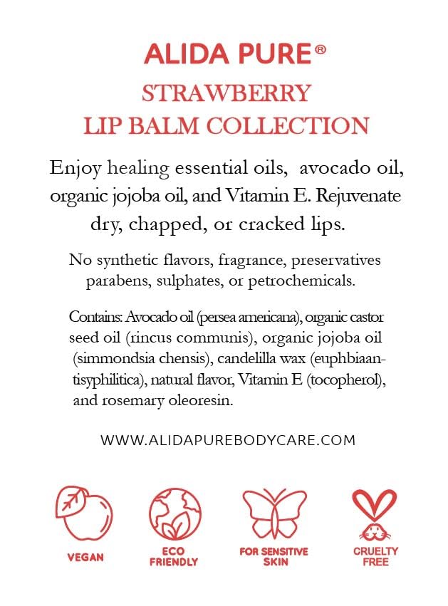 ALIDA PURE lip balm in use with a smooth, even application.