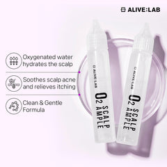 ALIVE:LAB ALIVELAB O2 ampoule packaging box highlighting universal scalp care.