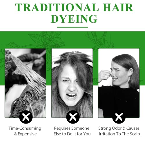 ALIVER Hair Dye Shampoo application with gloves demonstrates easy home use.