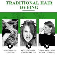 ALIVER Hair Dye Shampoo application with gloves demonstrates easy home use.