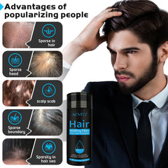 ALIVER Hair Fibers thinning areas application in action, natural look