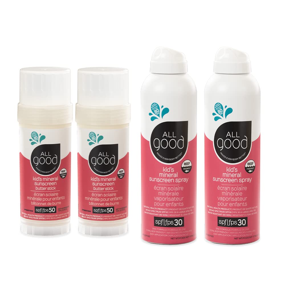 All Good Baby and Kids Mineral Sunscreen Butter Stick pack for family sun protection