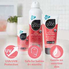 All Good Mineral SPF 50 Butter Stick with chamomile soothes skin.