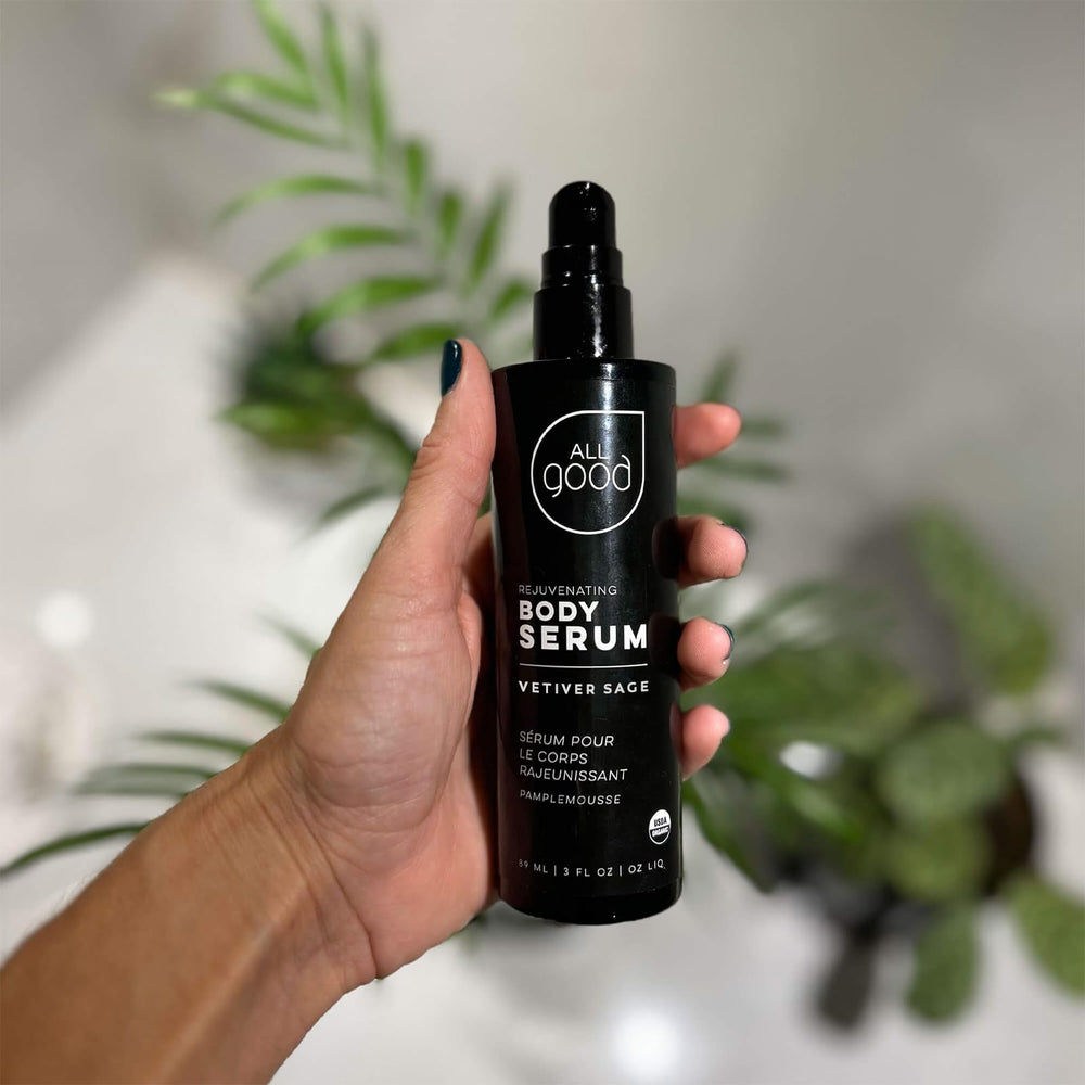 All Good Rejuvenating Body Serum USA-made bottle highlights craftsmanship and quality.