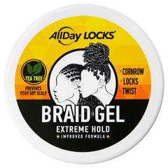 Applying AllDay Locks Braid Gel to a hair section before braiding