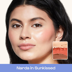 ALLEYOOP Stack The Odds cream blush application showing natural color payoff