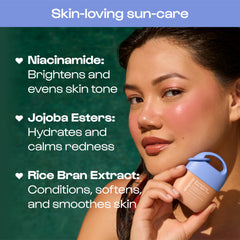 ALLEYOOP Sunsational jojoba hydration visible on skin.