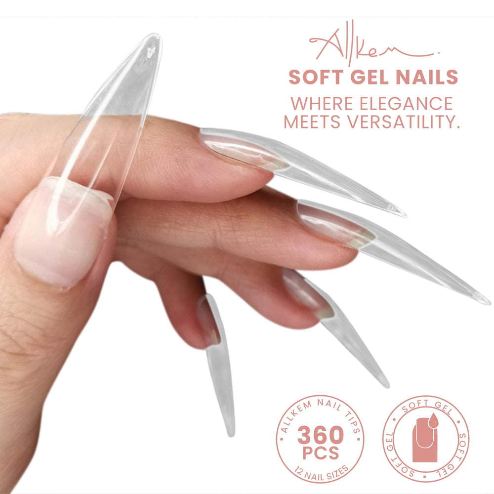 ALLKEM Soft Gel Nail Tips provide lightweight, natural-feel extensions
