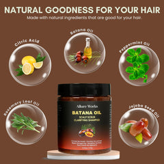 Allure Works Exfoliating Scalp Scrub batana oil closeup highlights nourishing care