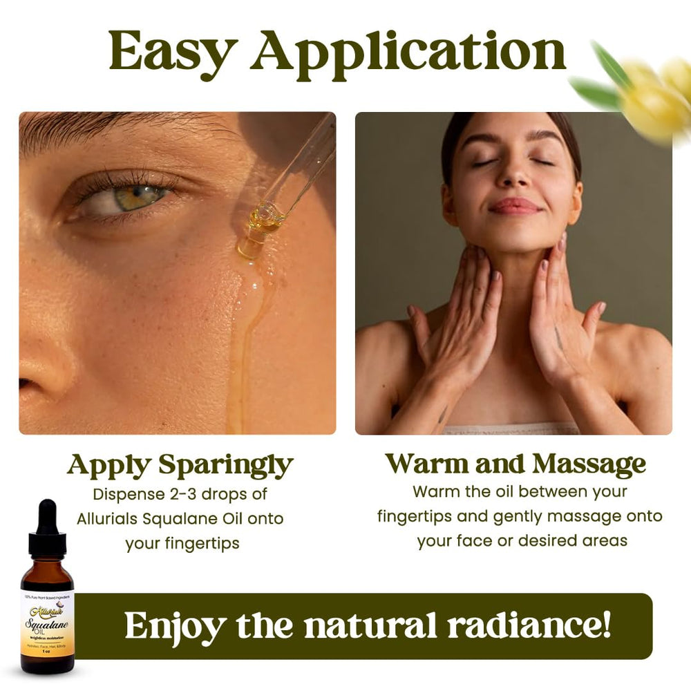 Allurials Squalane Oil on hand illustrating quick absorption