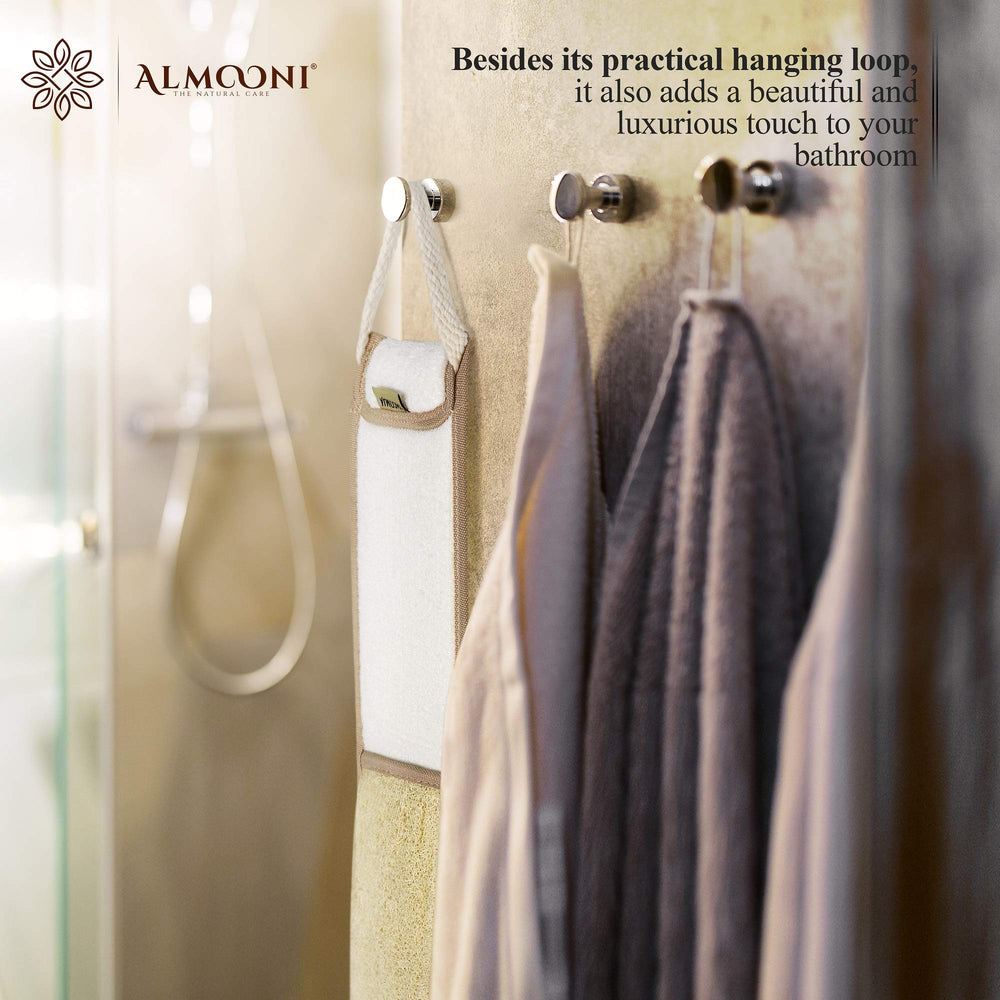 ALMOONI gift-packaged back scrubber arrives in eco-friendly packaging.