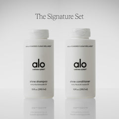 Creamy lather forming as Alo Shine Shampoo cleanses without sulfates.