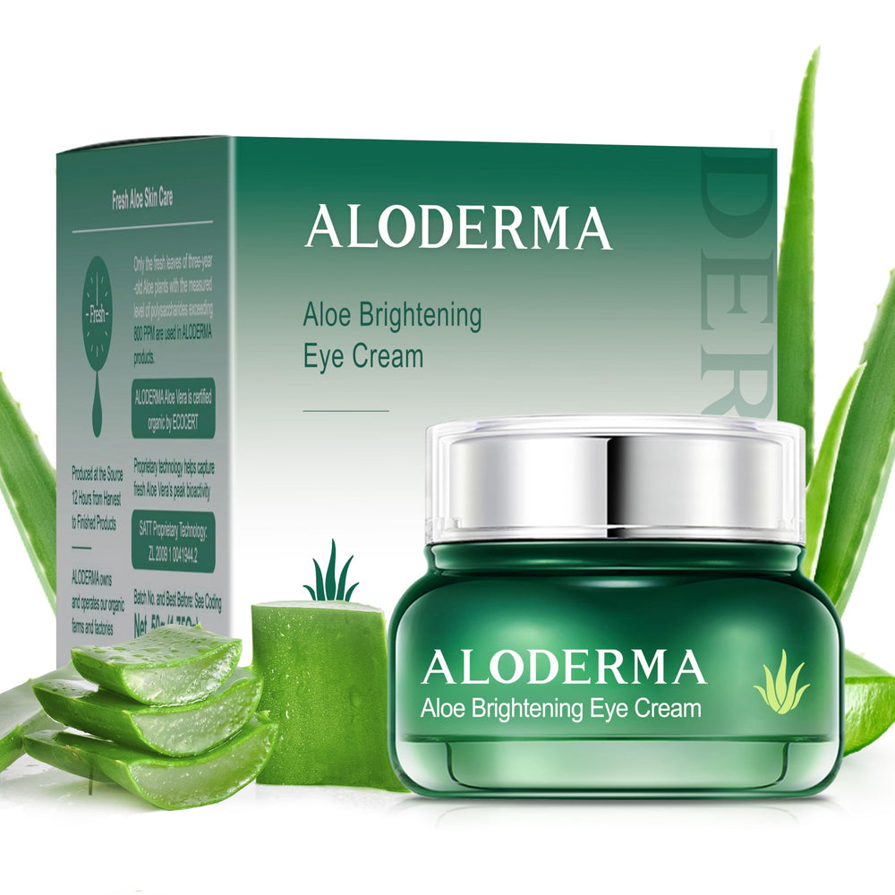 Aloderma Brightening Eye Cream bottle ready to brighten under-eye skin.
