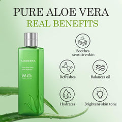 Aloderma aloe vera label highlights organic ingredients and certifications.