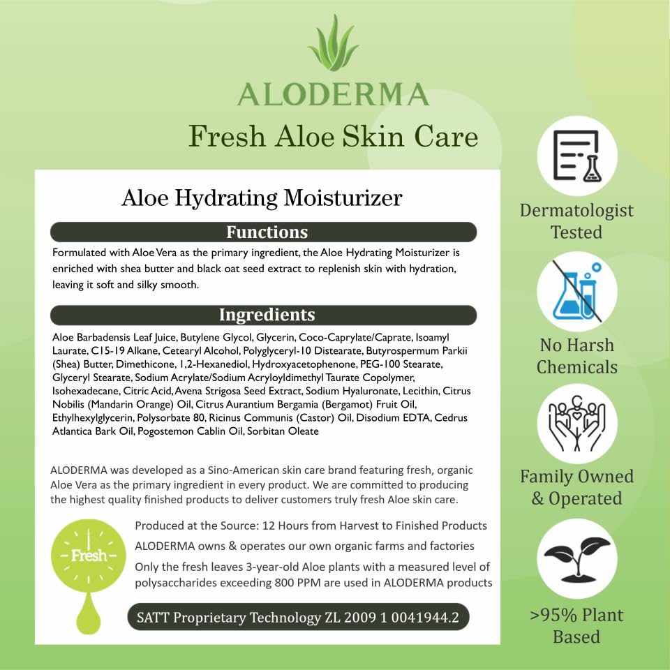 Aloderma on-site processing aloe vera underscores fresh production from harvest to bottle.
