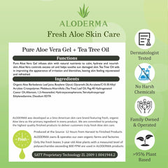 Aloderma organic certifications badge highlights farm-to-face integrity.