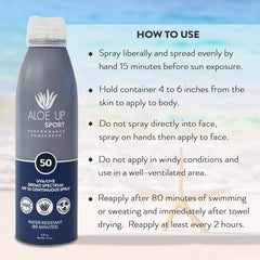 Aloe Up bottle shown beside trail or beach gear for adventures.