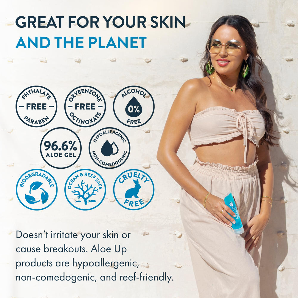 ALOE UP fragrance-free cruelty-free reef-friendly formulation displayed on label