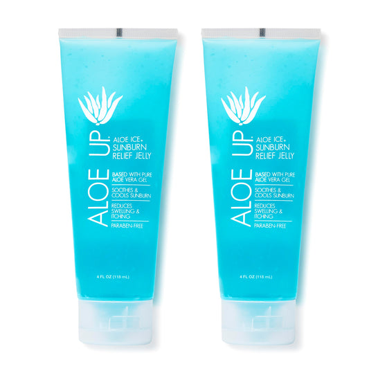 ALOE UP Ice Sunburn Relief Jelly bottle pouring for cooling sunburn relief