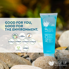 ALOE UP kid-friendly sun relief gel being applied to sensitive skin